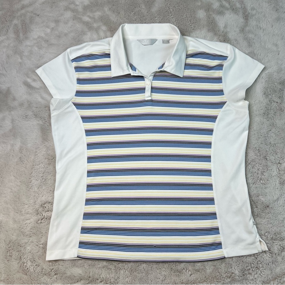 Callaway Golf Polo Shirt Womens Size XL Moisture Wicking White Stripes